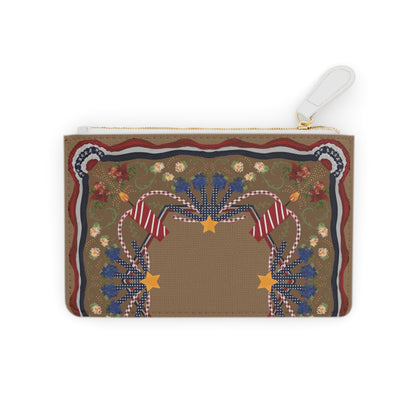 Retro patriotic mahjong card vegan leather carrying clutch bag