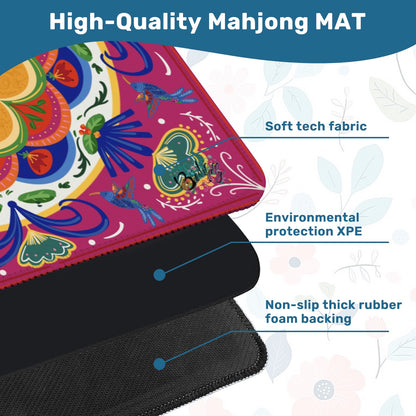 Folk Art- Choice of colorway Mini Travel Mahjong Mat 20.9"x20.9" (Ship Rolled up)