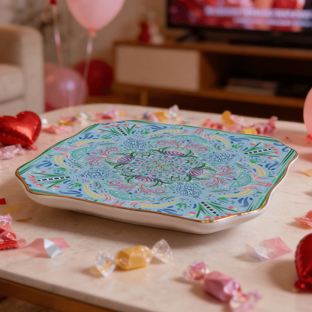 Scalloped Ceramic Mahjong Dice Tray in variety of patterns