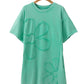 Sky Blue Mineral Wash Flower Patchwork Mini T Shirt Dress