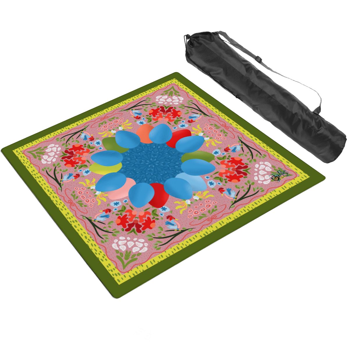 Thickened Mahjong Mat SleekSurface (Ship Rolled Up) Bright eggs and flowers
