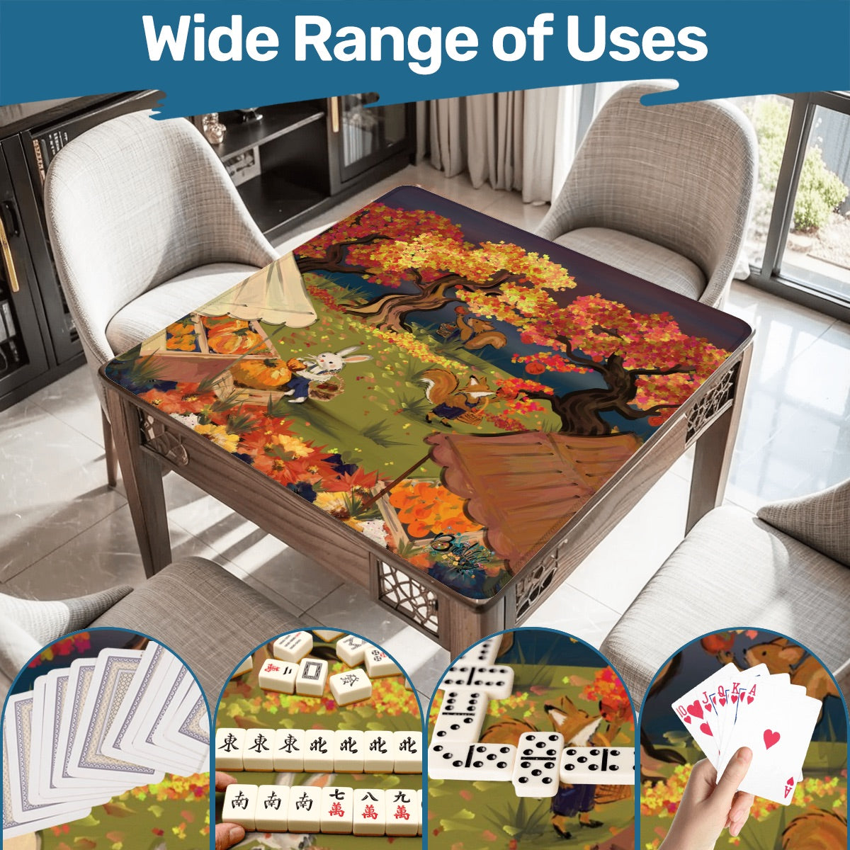 Apple-pickin’ - Soft/smooth  Mahjong Mat 2mm or 3mm  31.5"x31.5" (Ship Rolled up) -Special price Autumn Season Mat
