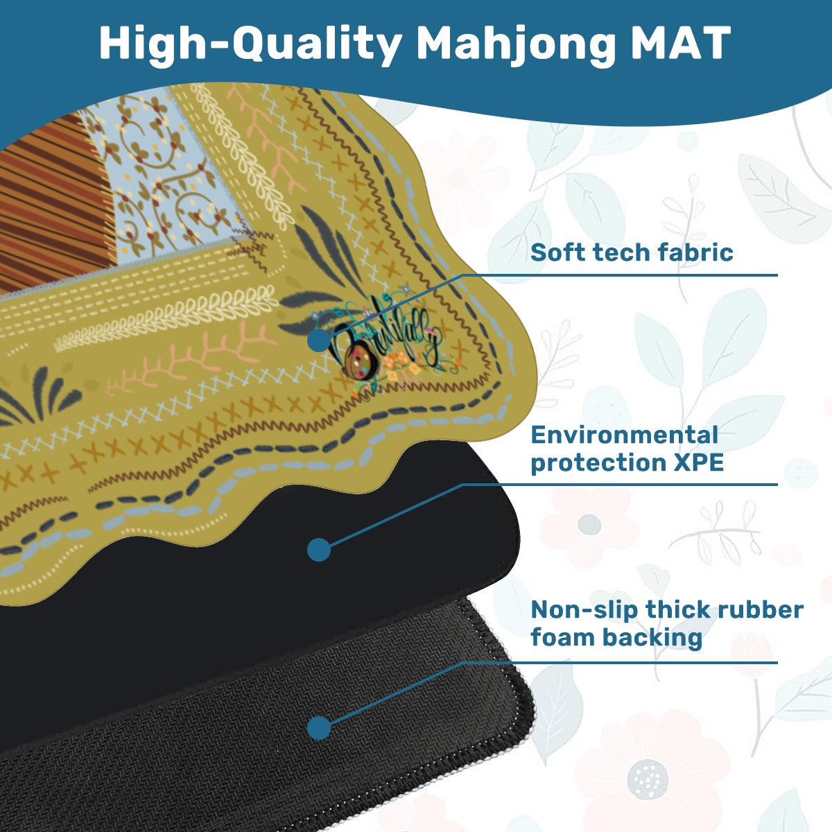 Hal’s Hobby Scalloped Mahjong Mat 31.5"x31.5" (Ship Rolled up)
