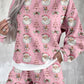 White Ho Ho Ho Letter Graphic Christmas Pajama Set