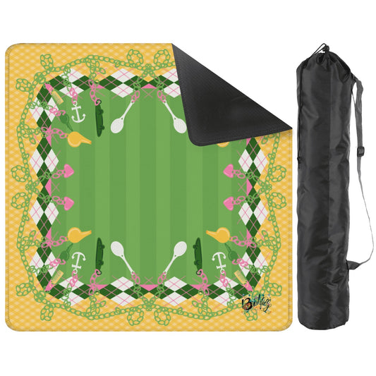 Charmed 80’s Memories- preppy pink and green Mahjong Mat 31.5"x31.5" (Ship Rolled up)