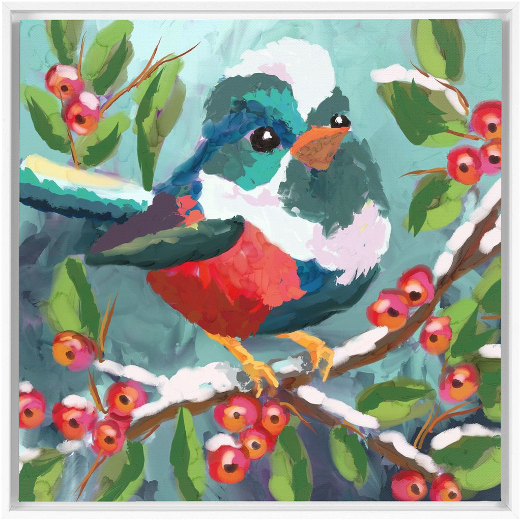 Magical Winter bird Framed Canvas Wraps-powered by Artivive