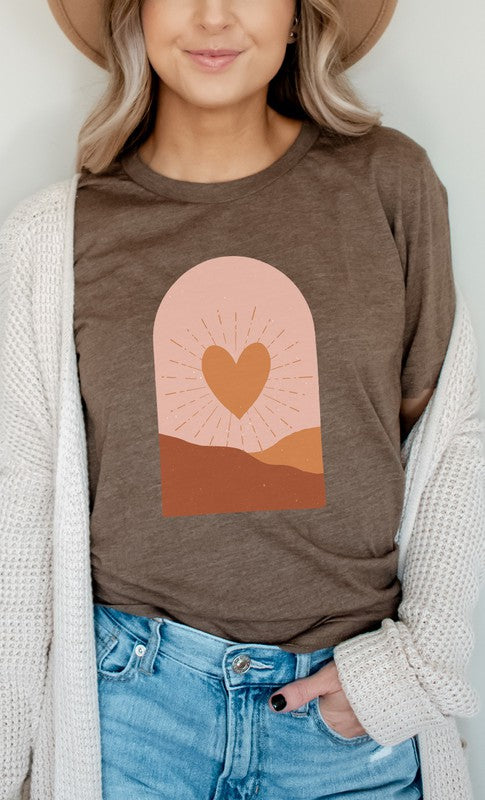 Boho Heart Sunrise Valentine PLUS SIZE Graphic Tee