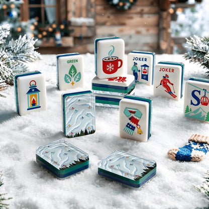 ApresSki Winter American Mahjong Tiles with skiers