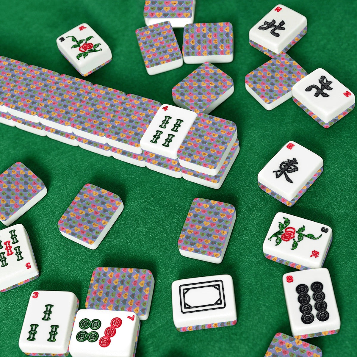 Inspirational Conversations in Hearts American Mahjong Tiles