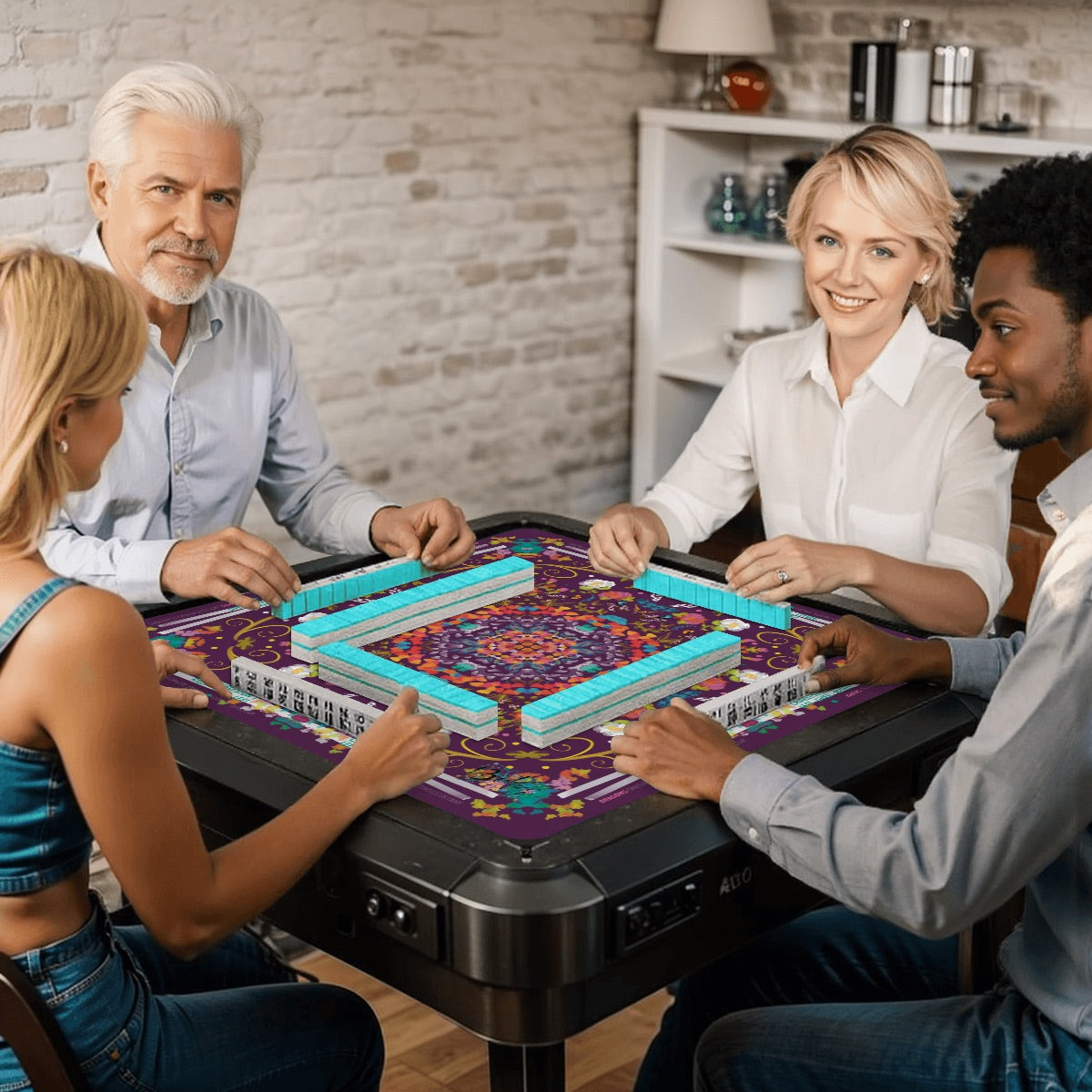 Mahjong Mat (Made in USA) Spring on Plum w instructions