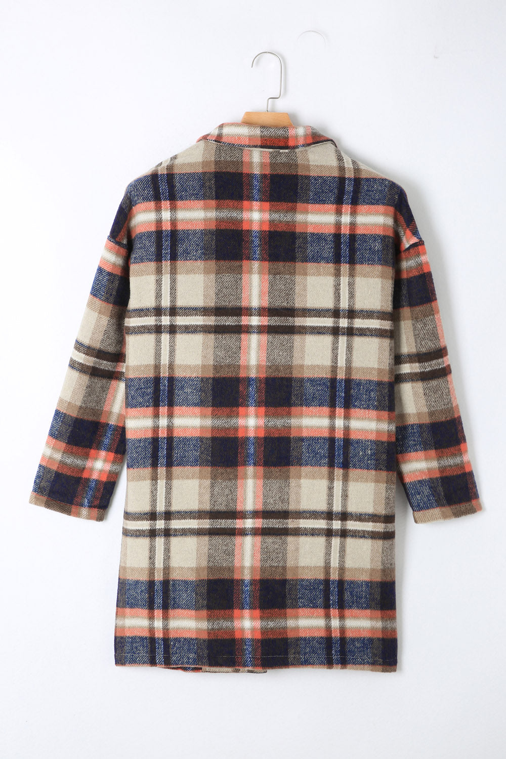 Plaid Longline Jacket with Pockets