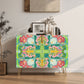 Wooden Storage Cabinet (Made in USA) Flamingo summer on green