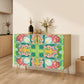 Wooden Storage Cabinet (Made in USA) Flamingo summer on green