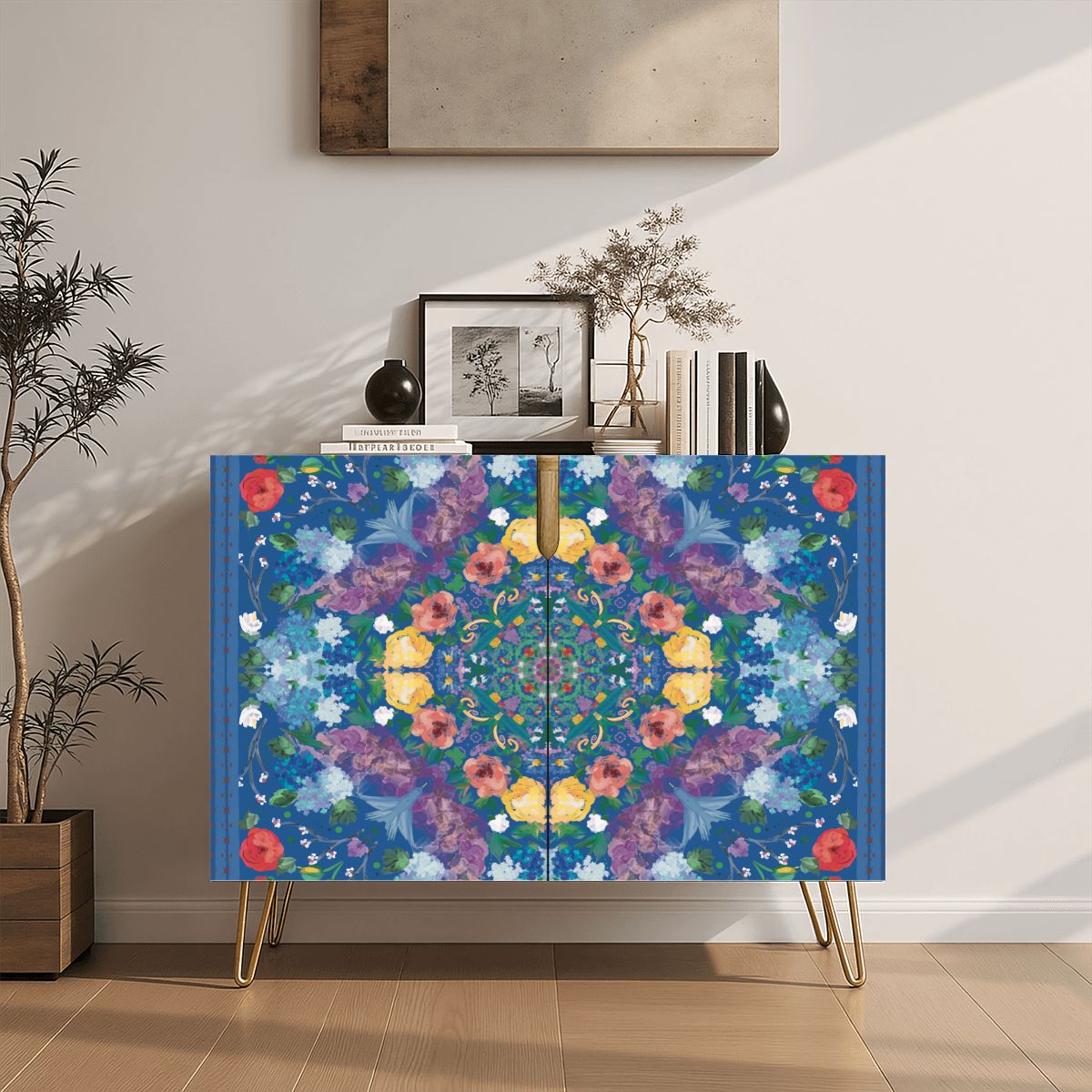 Wooden Storage Cabinet (Made in USA) Summer Blues