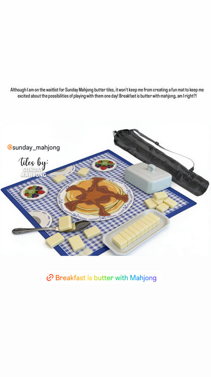 Breakfast is butter with Mahjong Mahjong Mat Larger size: 33"x33" (Ship Rolled up)
