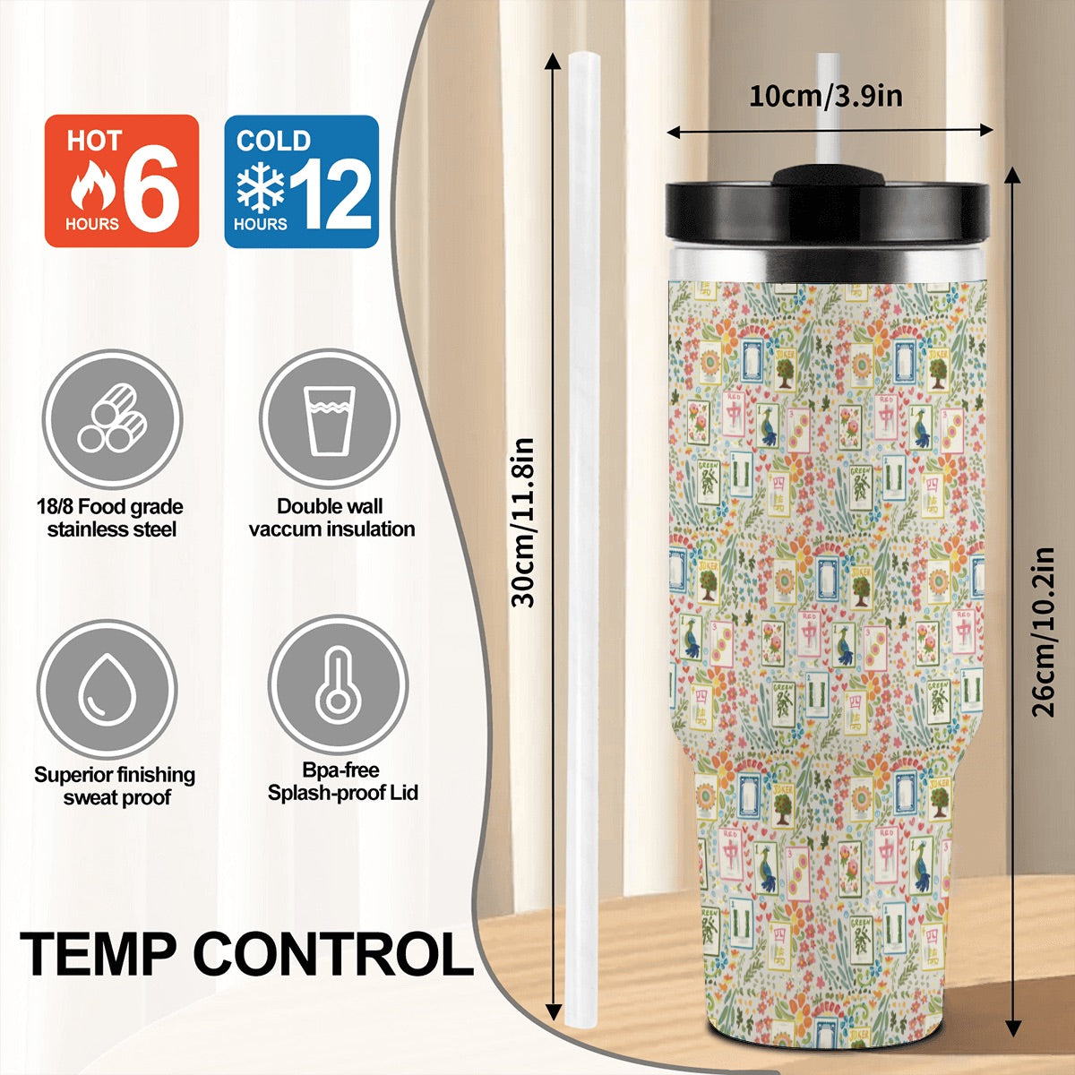 40oz Tumbler with Handle and Straw (Made in USA) - Multiple Designs