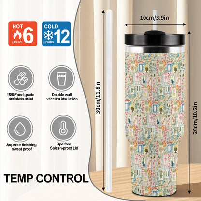 40oz Tumbler with Handle and Straw (Made in USA) - Multiple Designs