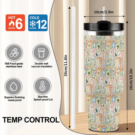 40oz Tumbler with Handle and Straw (Made in USA) - Multiple Designs