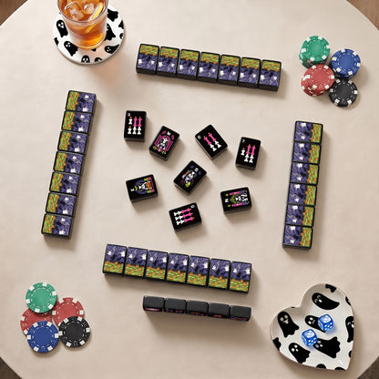 Pumpkin patch - Wicked Bulldog Halloween Mahjong Tiles  Single Layer