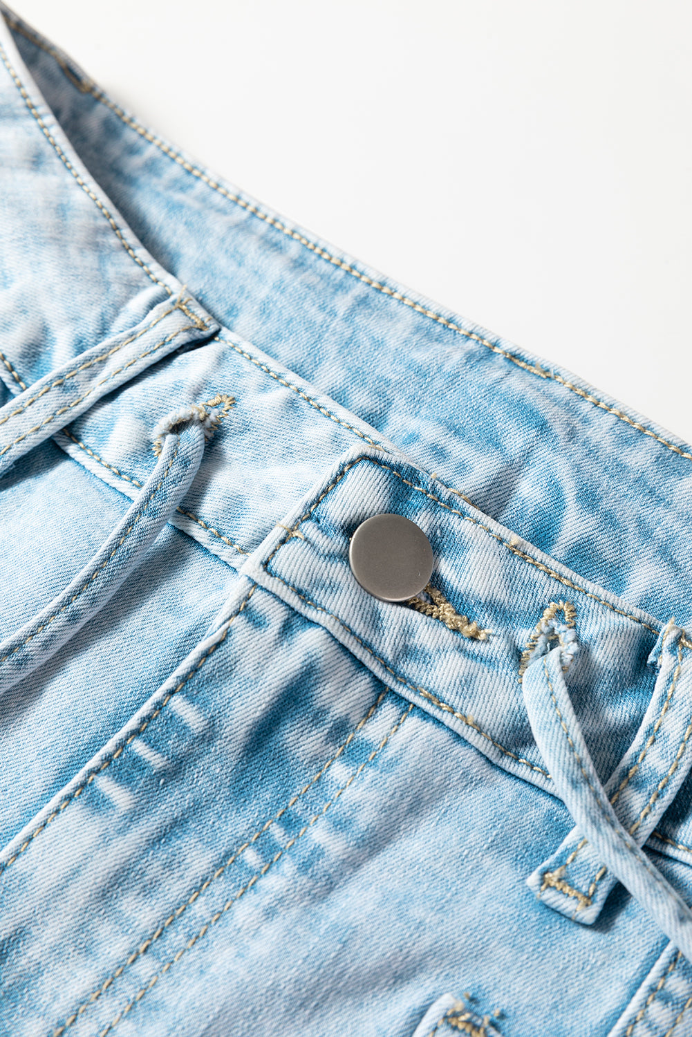 Myosotis Exposed Stitch Detail Drawstring Barrel Jeans