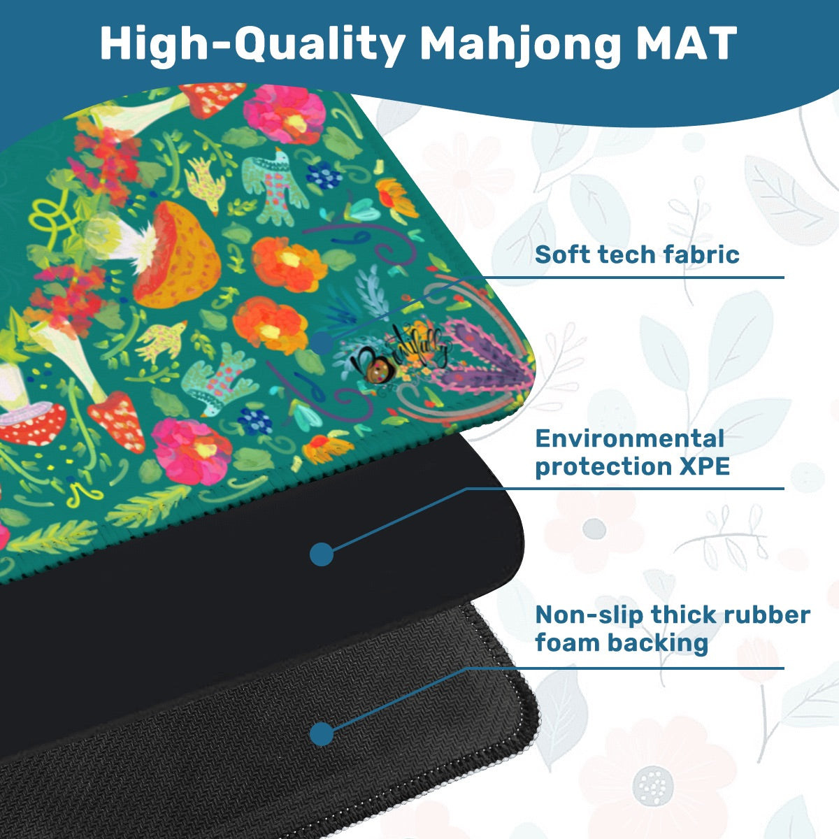 Mahjong Mat (Made in USA) Neon summer nights green