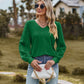 Swiss Dot V-Neck Long Sleeve Blouse