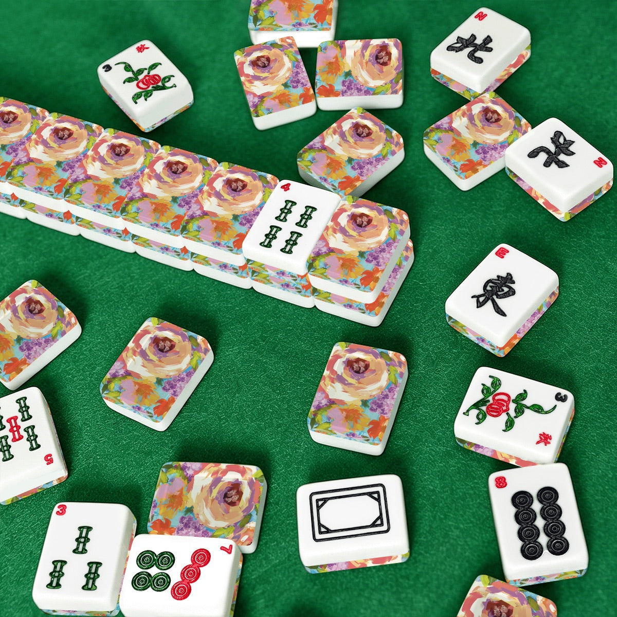 Painted Florals American Mahjong Tiles