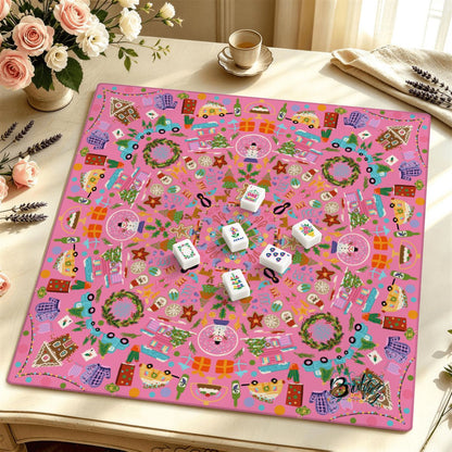 Mahjong Mat SleekSurface (Made in USA) Christmas folk art