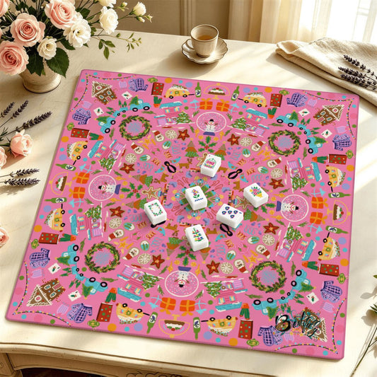 Mahjong Mat SleekSurface (Made in USA) Christmas folk art