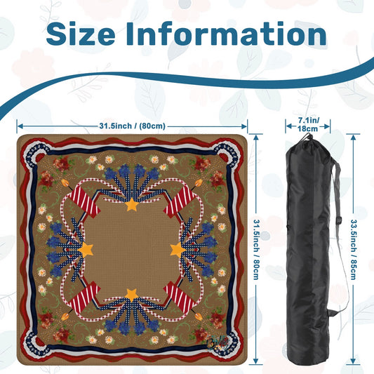 Retro Patriotic Square Mahjong Mat 31.5"x31.5" (Ship Rolled up)