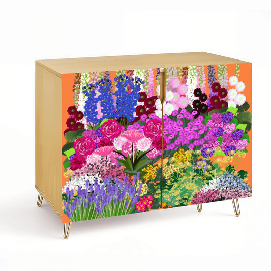 Wooden Storage Cabinet (Made in USA) English Garden - Orange