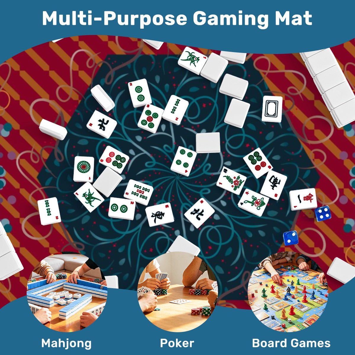 Holiday tones - Thickened Mahjong Mat SleekSurface (Ship Rolled Up) abstract plaid