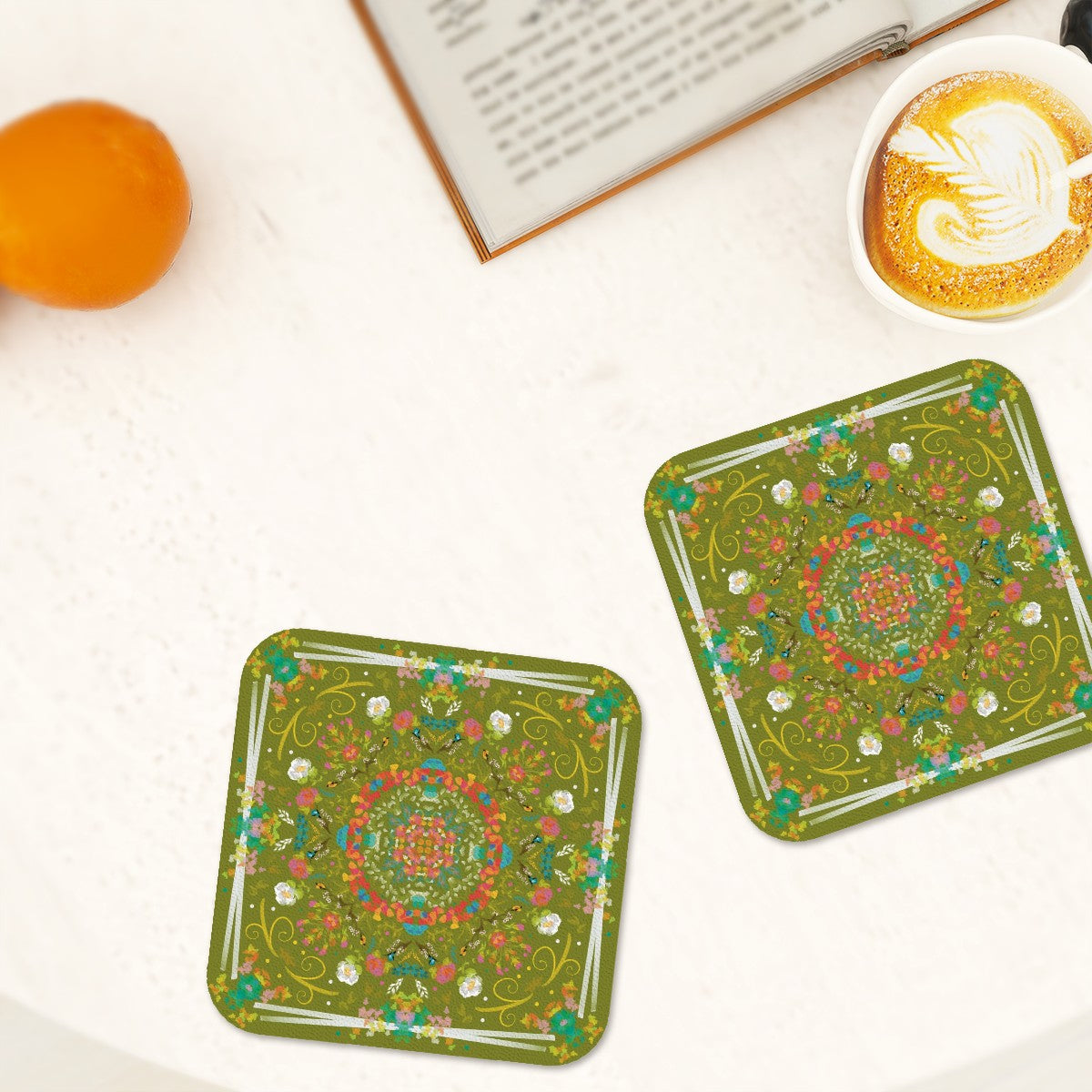 Square Leather Coasters Set of 6