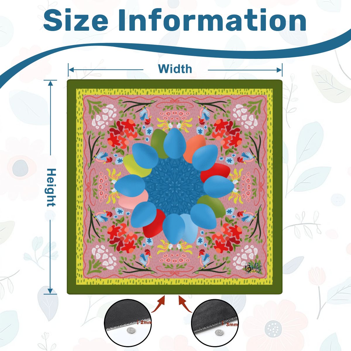 Thickened Mahjong Mat SleekSurface (Ship Rolled Up) Bright eggs and flowers