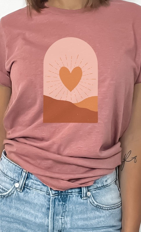 Boho Heart Sunrise Valentine PLUS SIZE Graphic Tee