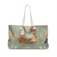 Sage Grey Woodland Game Night Weekender Bag — Cute Rabbit, Fox & Squirrel Mahjong Game Tote