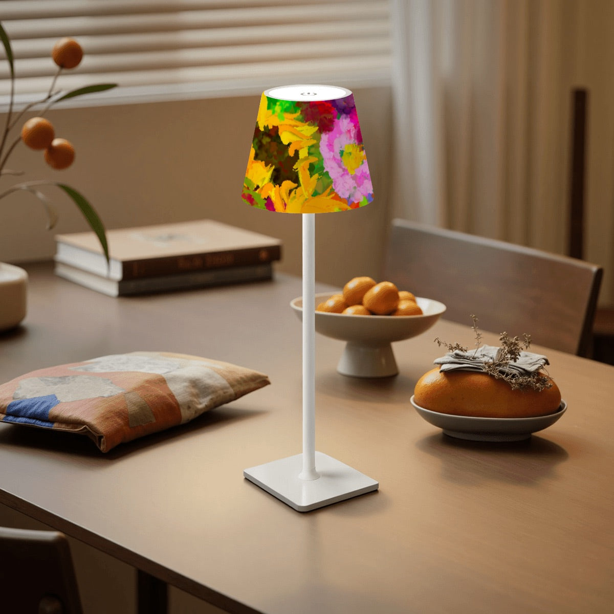 LED Cordless Table Lamp- in Summer Bike Florals