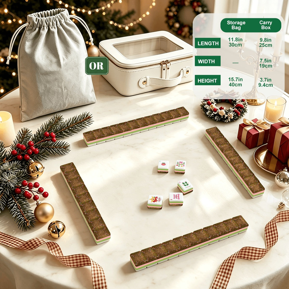 Western Christmas Mahjong Tiles Brown Boots