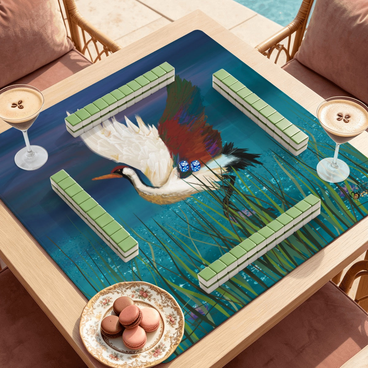 Mahjong Mat SleekSurface (Made in USA) Crane