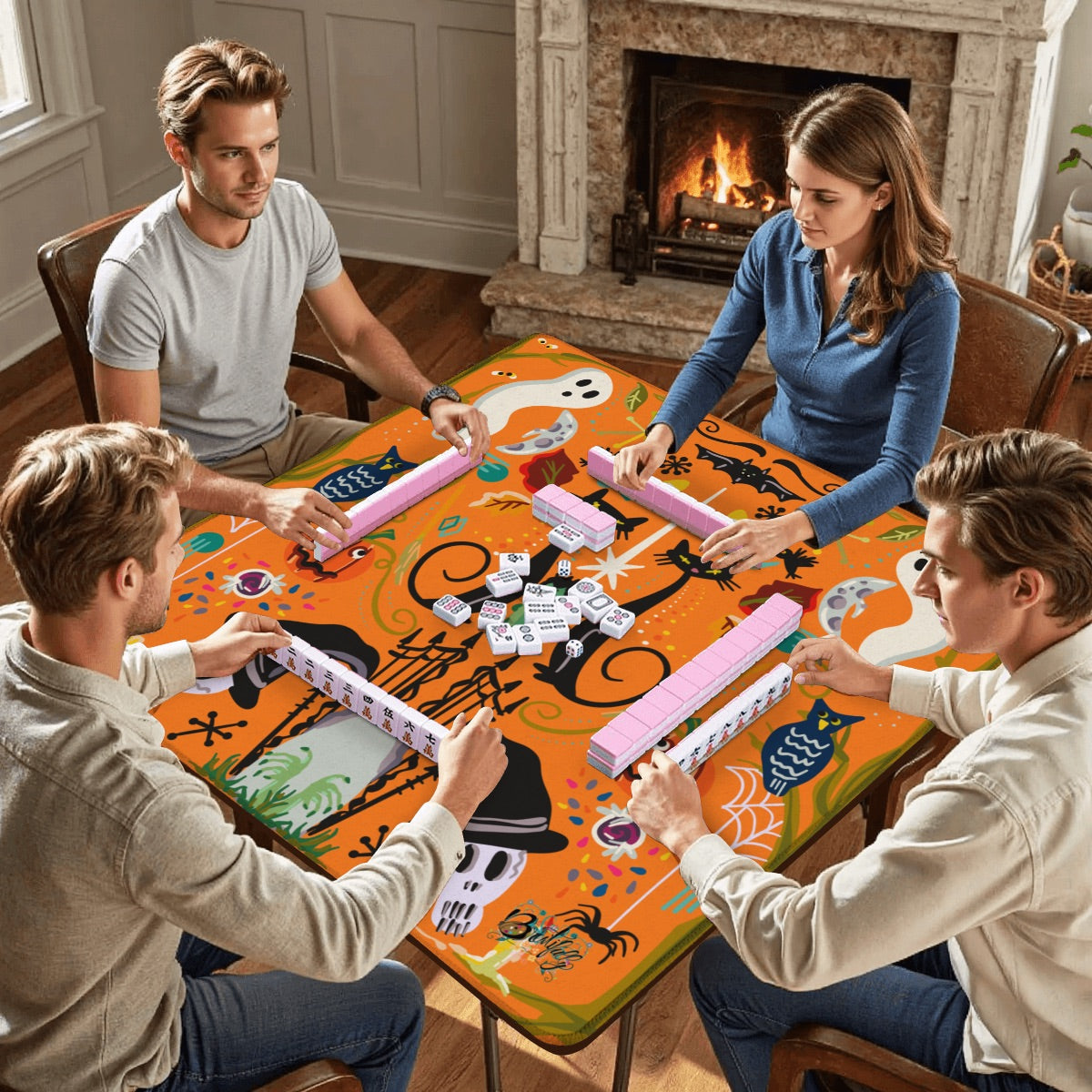Folk art Halloween-Mahjong Mat 31.5"x31.5" (Ship Rolled up)