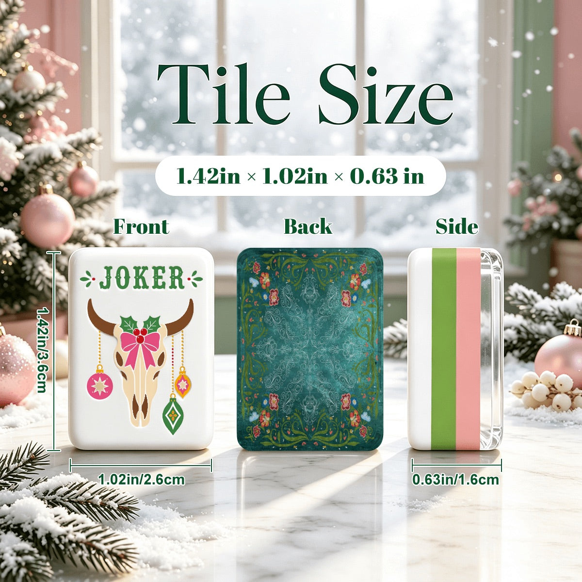 Western Christmas Mahjong Tiles Teal Boots