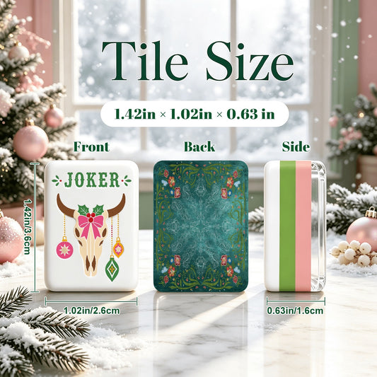 Western Christmas Mahjong Tiles Teal Boots