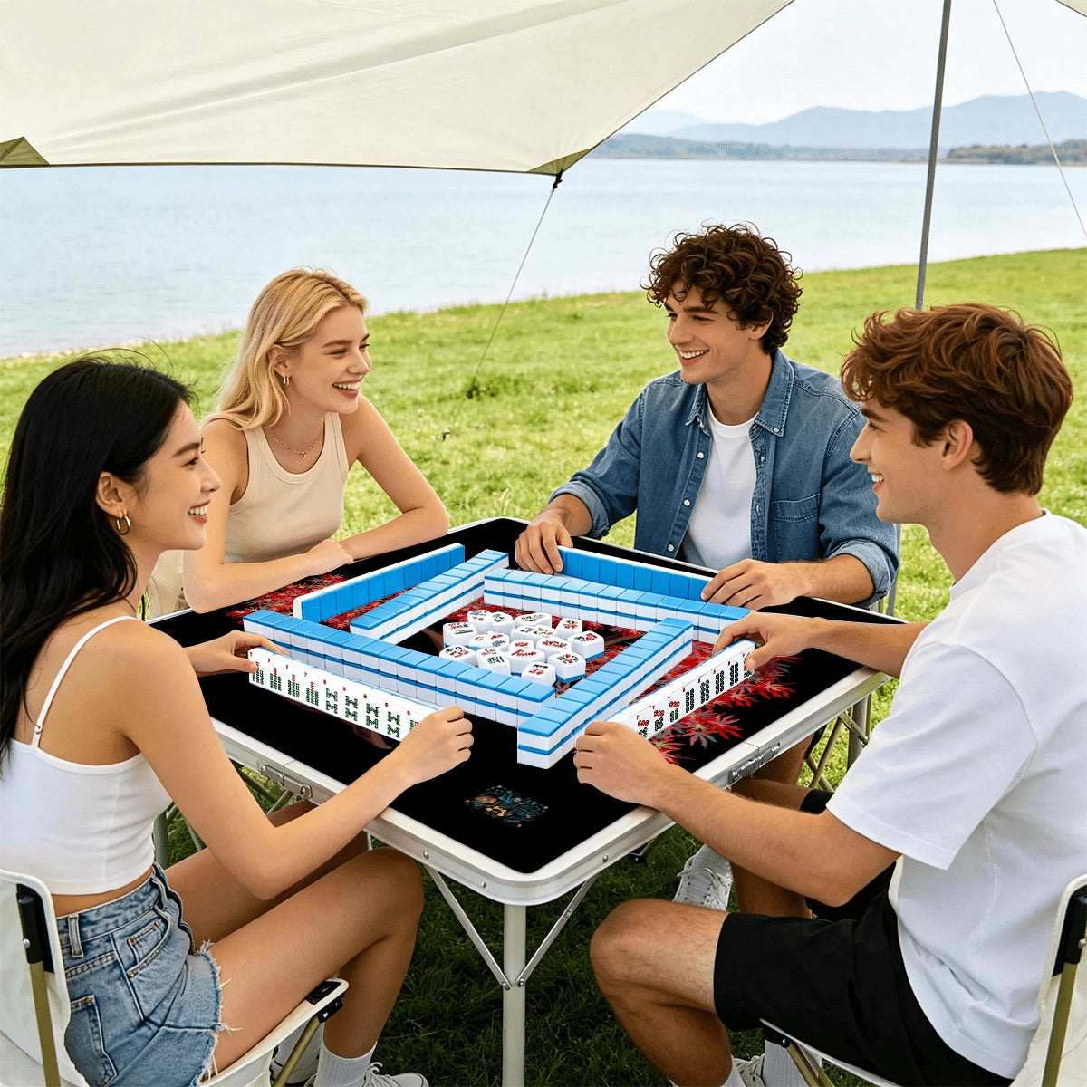 Mahjong Mat Sleek Surface Dragon tree