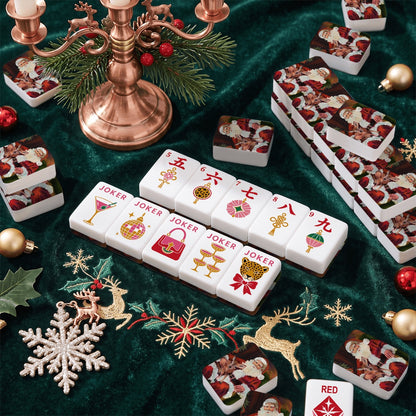 Santa Stories Glam Holiday Christmas Mahjong Tiles