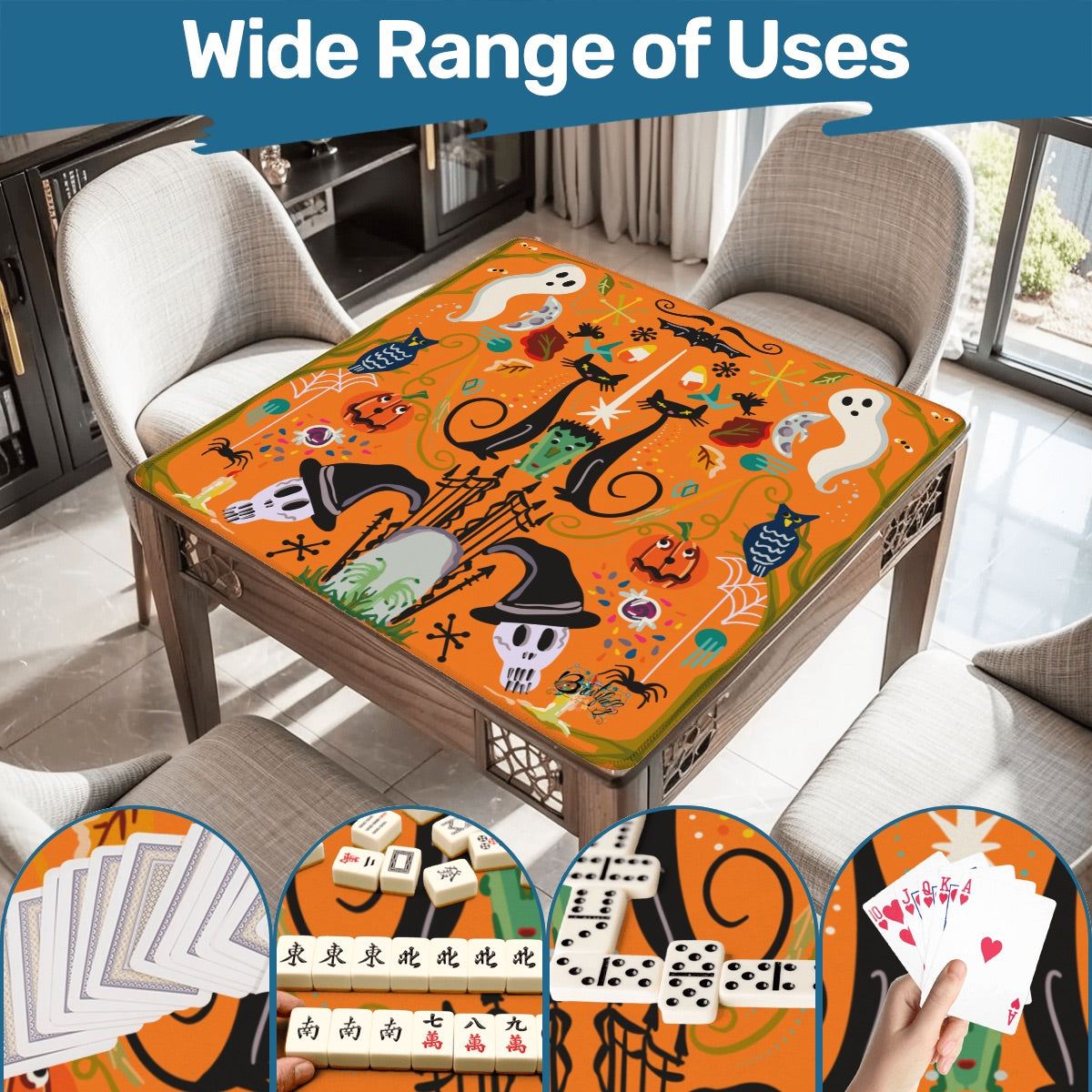 Folk art Halloween-Mahjong Mat 31.5"x31.5" (Ship Rolled up)