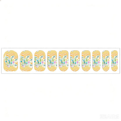 Yellow tiles Nail Stickers 100 Pcs