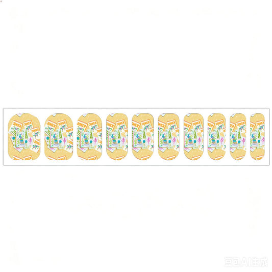 Yellow tiles Nail Stickers 100 Pcs