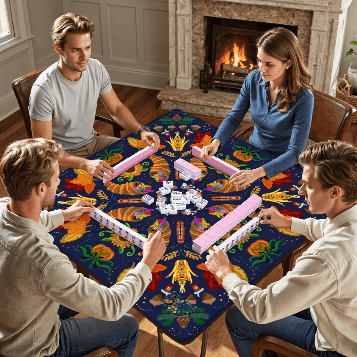 Mahjong Mat 33"x33" (Ship Rolled up) Thanksgiving