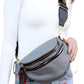 Light Blue Wide Strap Double Zipper Crossbody Bag