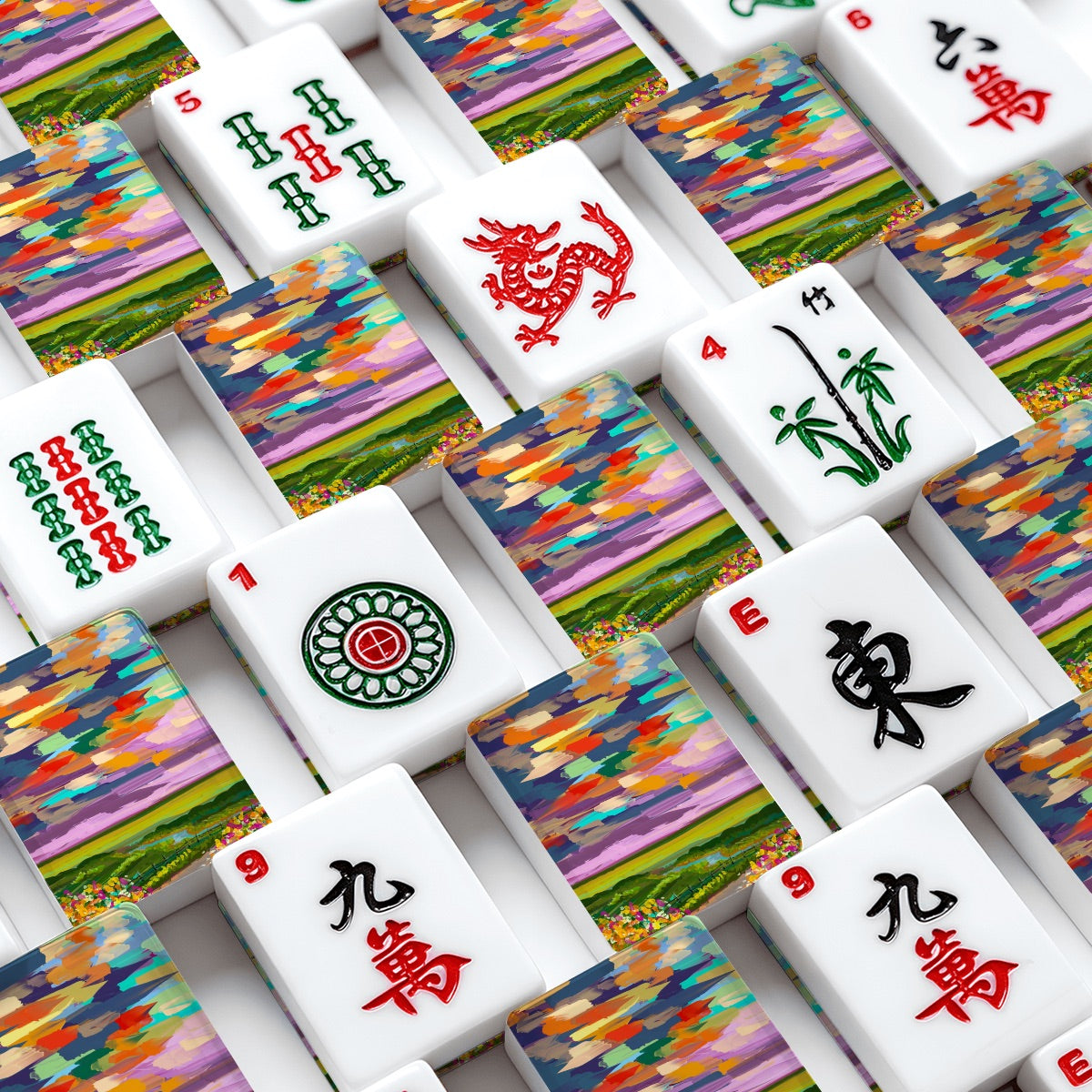 Abstract landscape American Mahjong Tiles